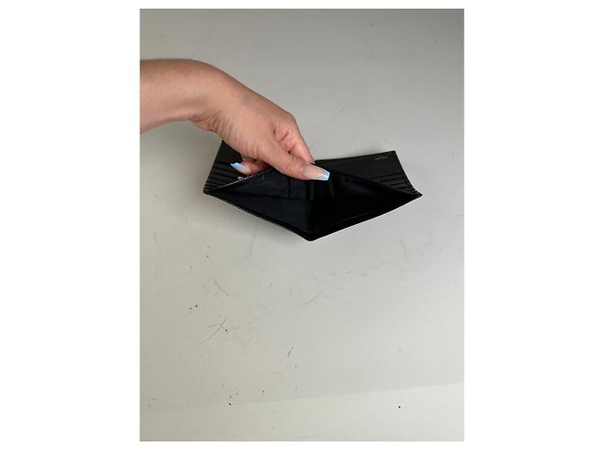 Edge Céline Vintage Celine Pebbled Leather Card Holder Black Gold - view 6