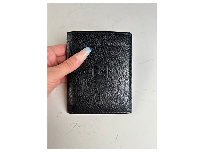 Edge Céline Vintage Celine Pebbled Leather Card Holder Black Gold - view 7