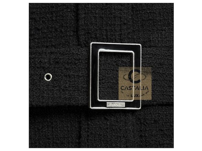 Vestido Chanel de Tweed Preto com Cinto de Logotipo - vista 7