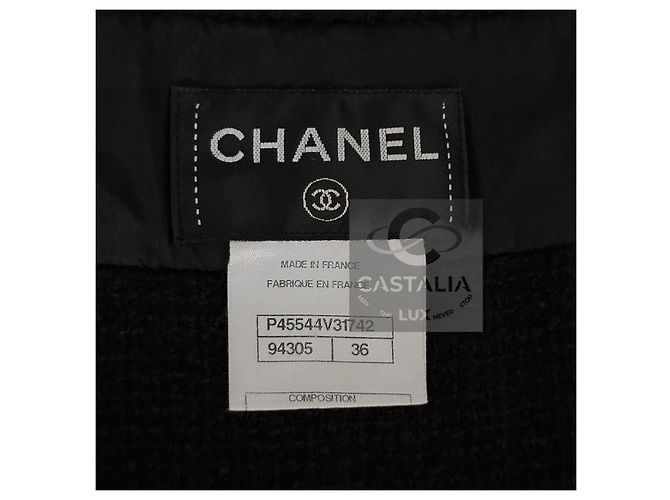 Vestido Chanel de Tweed Preto com Cinto de Logotipo - vista 8