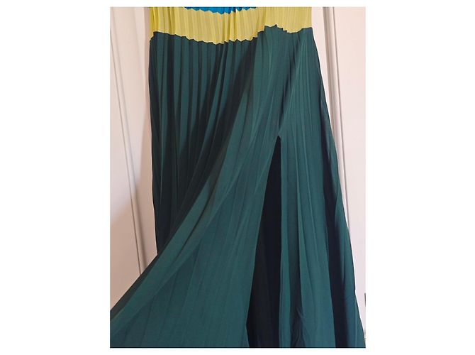 Abito lungo plissé multicolore Pinko Blu Giallo Verde scuro - vista 2