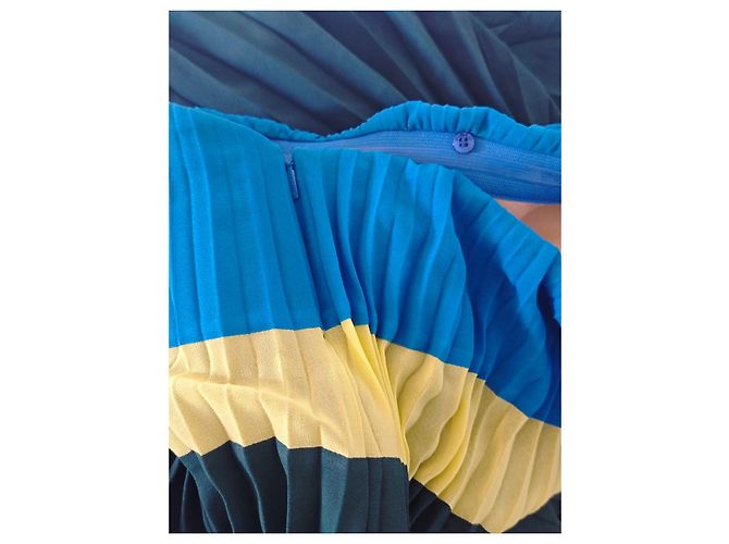Abito lungo plissé multicolore Pinko Blu Giallo Verde scuro - vista 5