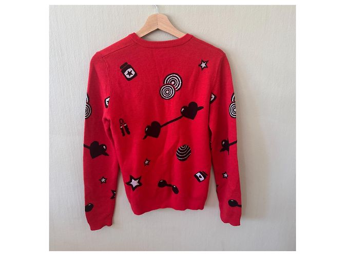 Love Moschino Roter Wollpullover Gym-Motive Schwarz Weiß - Ansicht 2