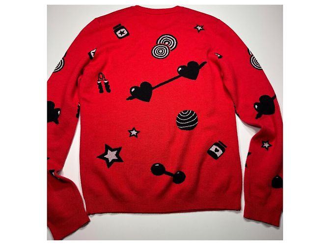 Love Moschino Roter Wollpullover Gym-Motive Schwarz Weiß - Ansicht 6