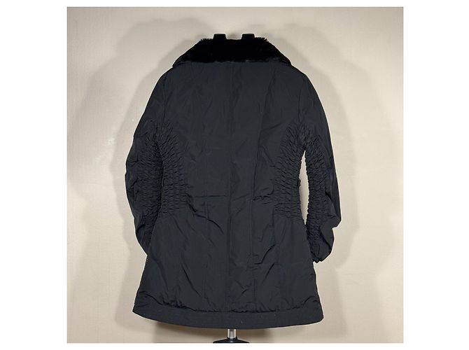 Armani Jeans Chaqueta Acolchada Negra con Cuello de Pelo Negro - vista 2
