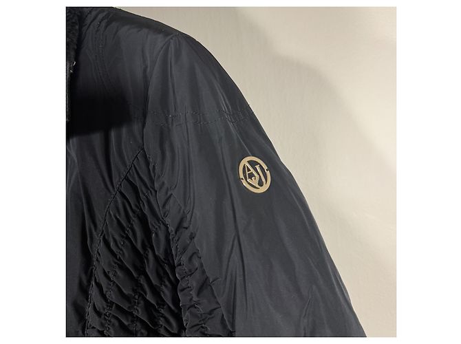 Armani Jeans Chaqueta Acolchada Negra con Cuello de Pelo Negro - vista 4