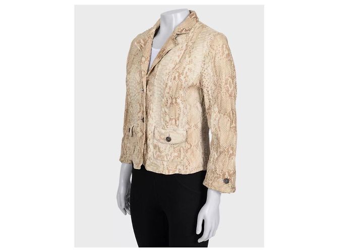 Eng anliegende Jacke aus beigem Lammleder Prada L - Ansicht 2