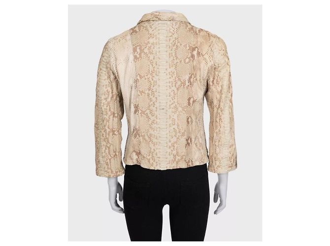 Eng anliegende Jacke aus beigem Lammleder Prada L - Ansicht 3