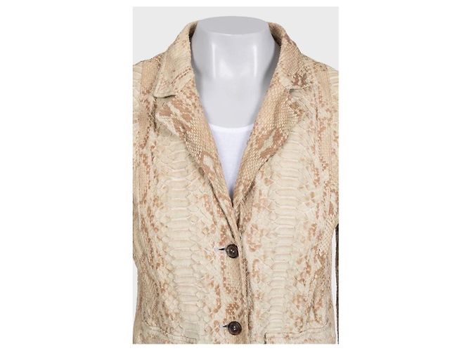 Eng anliegende Jacke aus beigem Lammleder Prada L - Ansicht 4