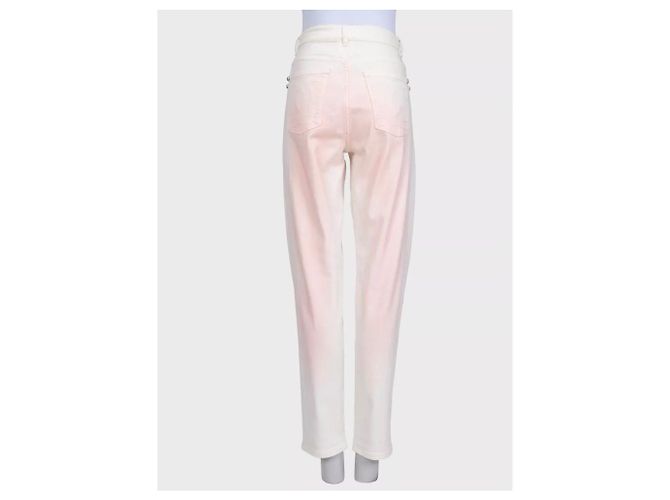 Jeans Chanel blancos de pierna recta con detalles de cristal talla 42 de segunda mano - vista 3