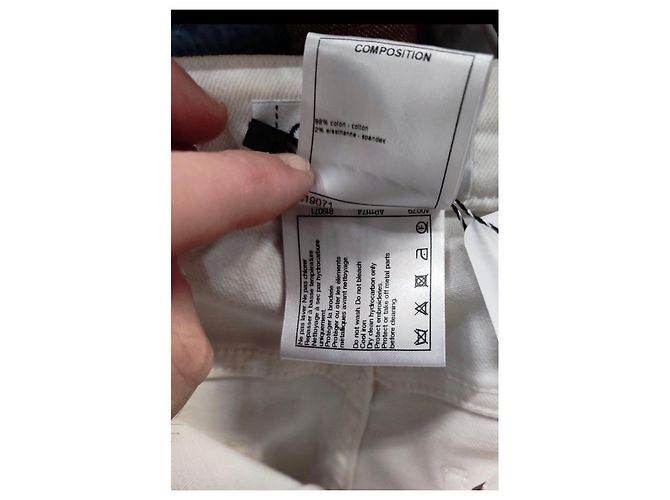 Jeans Chanel blancos de pierna recta con detalles de cristal talla 42 de segunda mano - vista 6