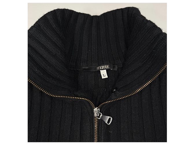 Alberta Ferretti Ferre Grobstrick-Pullover mit Reißverschluss Schwarz - Ansicht 3