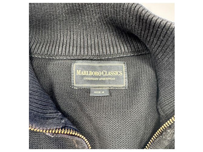 Autre Marque Marlboro Classics Herren Quarter-Zip Pullover Argyle Dunkelblau - Ansicht 3