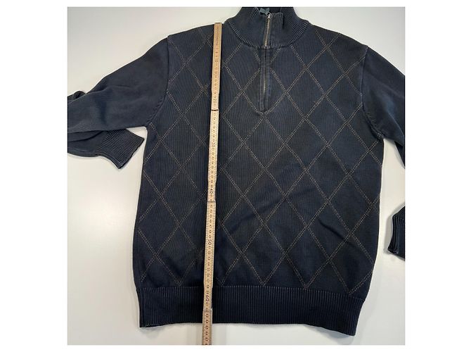 Autre Marque Marlboro Classics Herren Quarter-Zip Pullover Argyle Dunkelblau - Ansicht 7