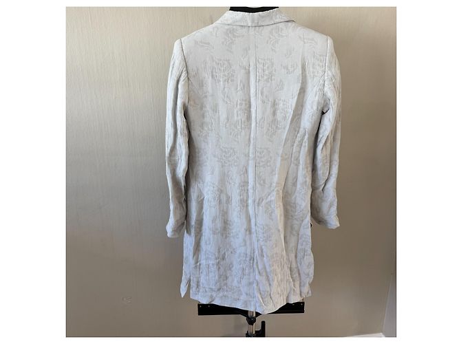 Pierre Cardin Paris Langer Blazer Hellgrau Jacquard Leinen - Ansicht 2