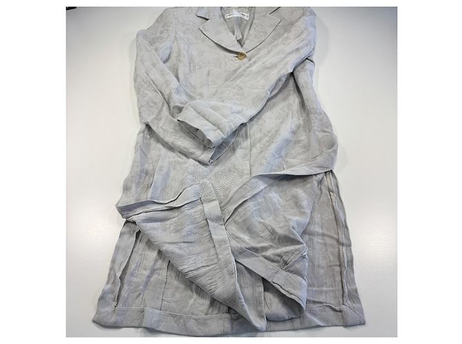 Pierre Cardin Paris Langer Blazer Hellgrau Jacquard Leinen - Ansicht 6