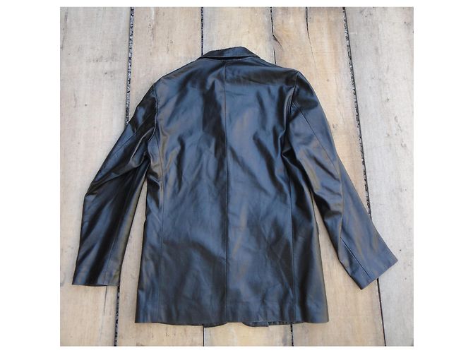 Autre Marque Marlboro Classics Herren Lederblazer Jacke Schwarz - Ansicht 2