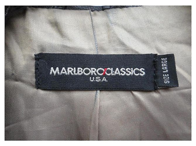 Autre Marque Marlboro Classics Herren Lederblazer Jacke Schwarz - Ansicht 3