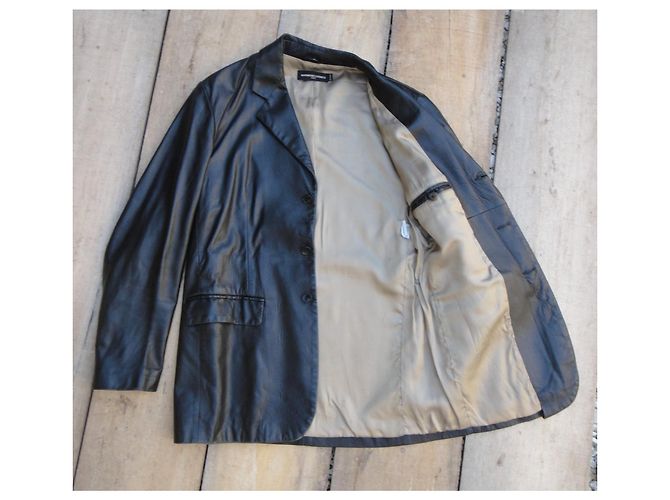 Autre Marque Marlboro Classics Herren Lederblazer Jacke Schwarz - Ansicht 4