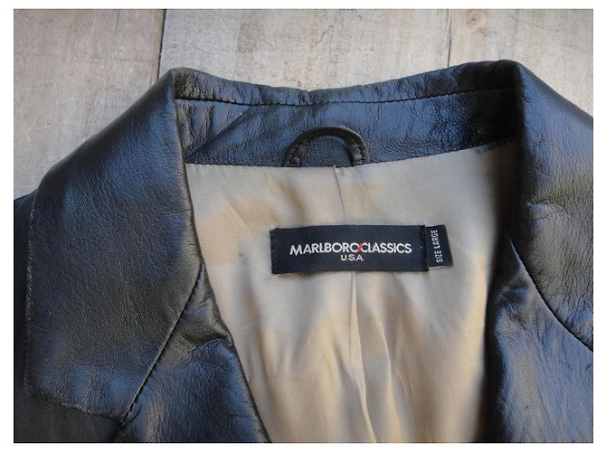 Autre Marque Marlboro Classics Herren Lederblazer Jacke Schwarz - Ansicht 6
