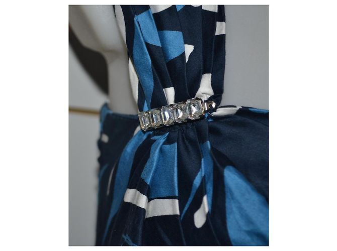Luisa Spagnoli Vestido Estampado Abstracto Blanco Azul Azul oscuro - vista 2