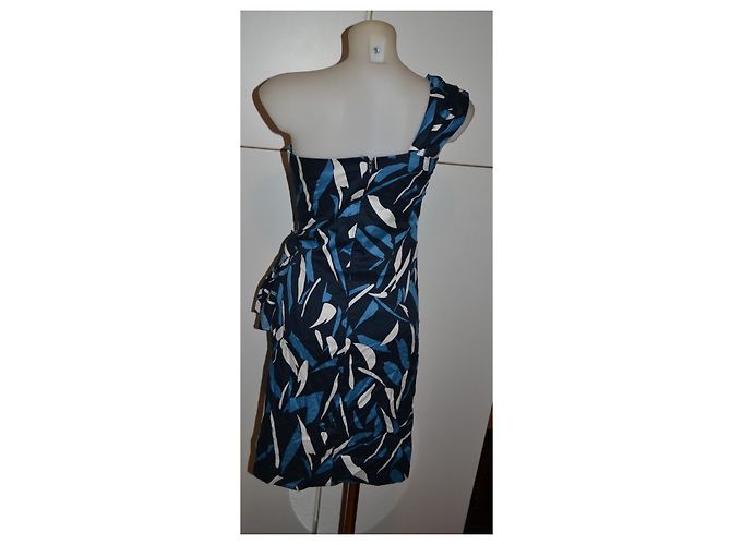 Luisa Spagnoli Vestido Estampado Abstracto Blanco Azul Azul oscuro - vista 4