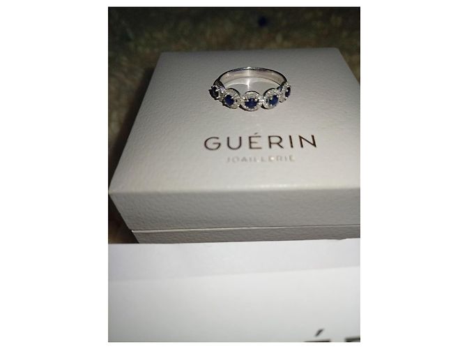 Autre Marque Anello Guérin in oro bianco 750/1000 con zaffiri e diamanti - vista 2