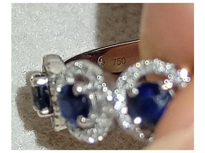 Autre Marque Anello Guérin in oro bianco 750/1000 con zaffiri e diamanti - vista 5