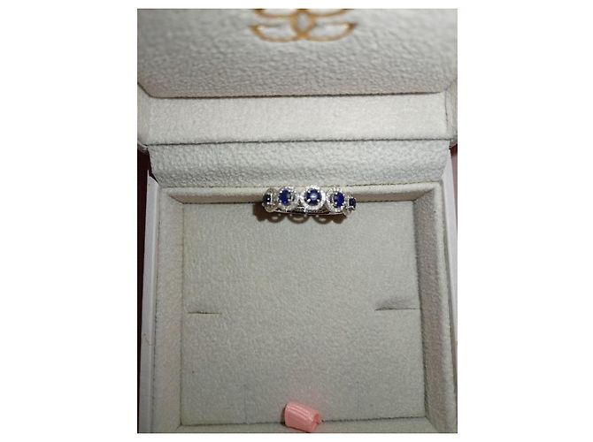 Autre Marque Anello Guérin in oro bianco 750/1000 con zaffiri e diamanti - vista 8