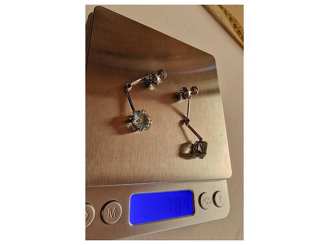 Orecchini pendenti Mauboussin in oro bianco 18 carati con acquamarina e zaffiri Argento Blu - vista 10
