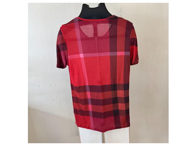T-shirt Burberry Brit Check Pattern Rosso Bordò Marrone scuro - vista 2