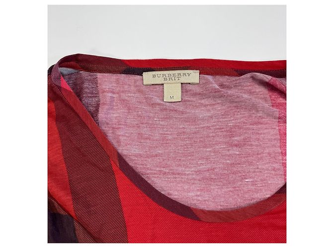 T-shirt Burberry Brit Check Pattern Rosso Bordò Marrone scuro - vista 3