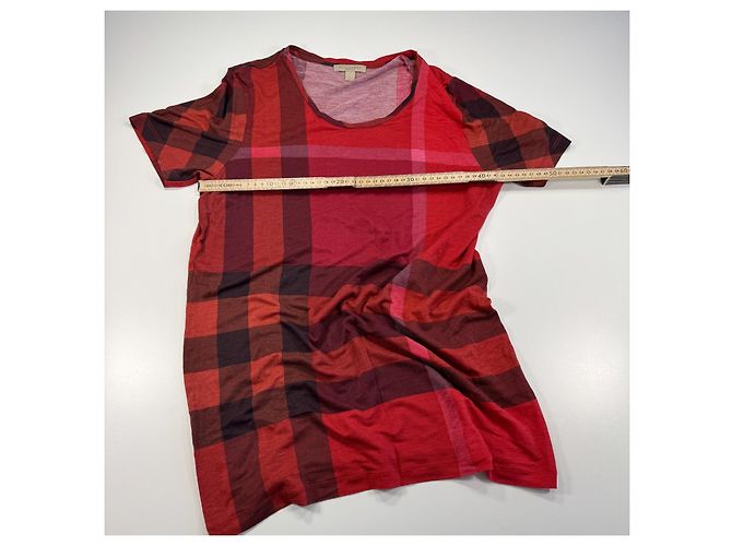 T-shirt Burberry Brit Check Pattern Rosso Bordò Marrone scuro - vista 4