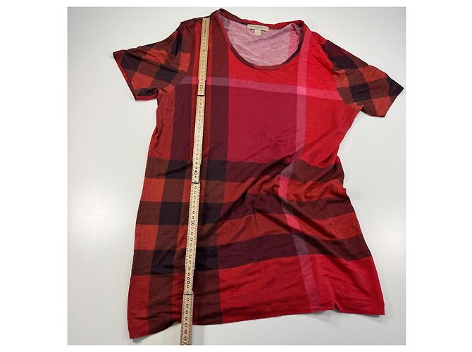 T-shirt Burberry Brit Check Pattern Rosso Bordò Marrone scuro - vista 5