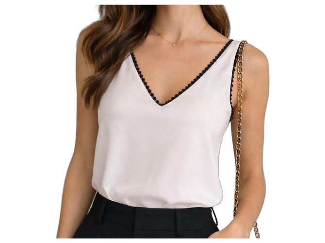 The Kooples Top blanco con encaje negro - vista 2