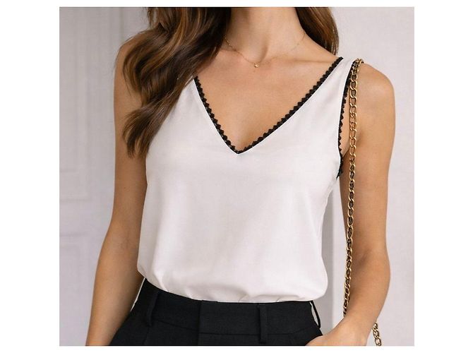 The Kooples Top blanco con encaje negro - vista 3