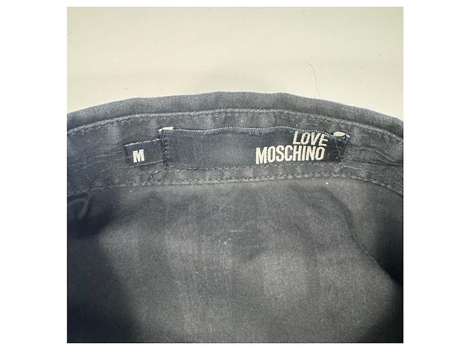 Camicia in cotone nera Love Moschino con dettaglio logo Nero - vista 3
