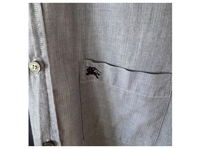 Camicia con bottoni in cotone blu da uomo Burberry Brit - vista 3
