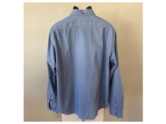 Camicia con bottoni in cotone blu da uomo Burberry Brit - vista 5