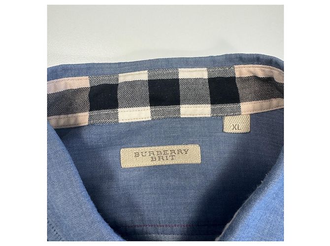 Camicia con bottoni in cotone blu da uomo Burberry Brit - vista 6