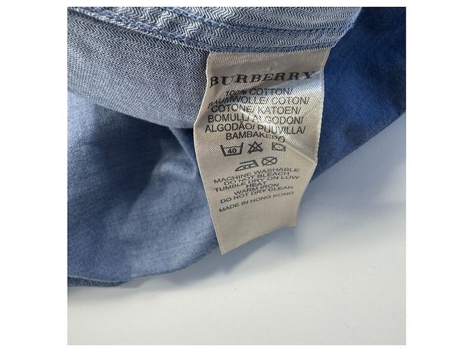 Camicia con bottoni in cotone blu da uomo Burberry Brit - vista 7