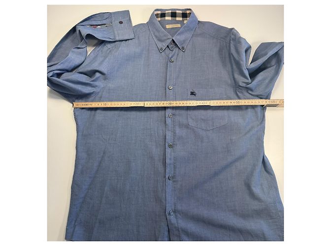 Camicia con bottoni in cotone blu da uomo Burberry Brit - vista 8