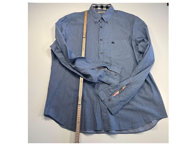 Camicia con bottoni in cotone blu da uomo Burberry Brit - vista 9
