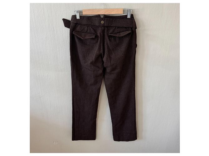 Pantalones con cinturón de lana espiga marrón Dolce & Gabbana - vista 2