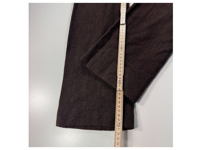 Pantalones con cinturón de lana espiga marrón Dolce & Gabbana - vista 7