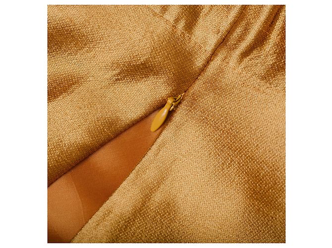 Top de seda dourado Miu Miu com decote decorado Bronze - vista 4