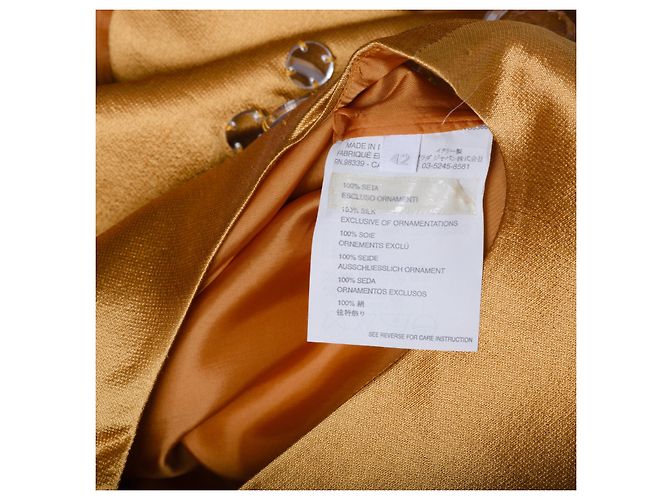 Top de seda dourado Miu Miu com decote decorado Bronze - vista 6