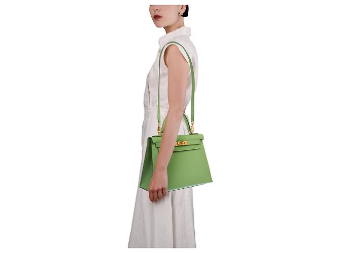 Hermès HERMES Kelly 28 Tasche aus grünem Leder - 103667 - Ansicht 12