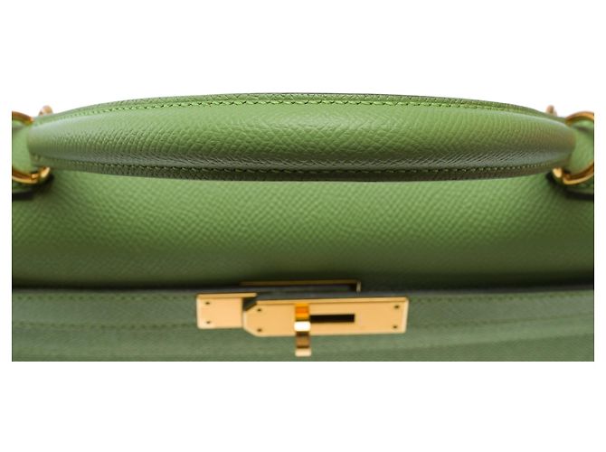 Hermès HERMES Kelly 28 Tasche aus grünem Leder - 103667 - Ansicht 9