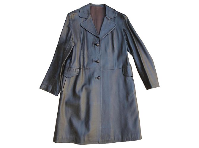 Autre Marque Cappotto vintage in pelle Marrone - vista 2